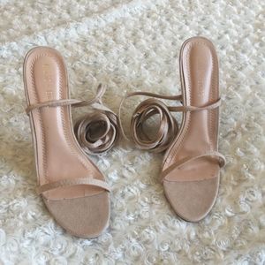 nude scrappy lace up sandals